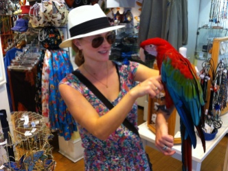 Andrea with macaw